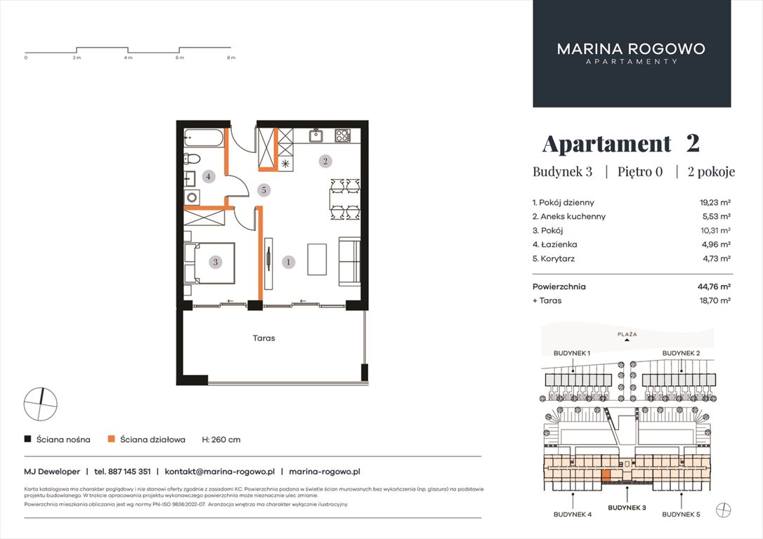 Nowe mieszkanie dwupokojowe APARTAMENTY MARINA ROGOWO Rogowo, Rogowo 65  45m2 Foto 1