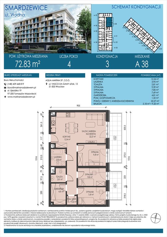 Nowe mieszkanie czteropokojowe  AQUA MARINA SMARDZEWICE, WODNA  73m2 Foto 1
