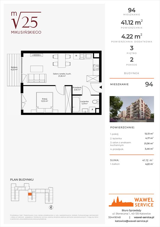 mieszkanie na sprzedaż 41m2 mieszkanie Katowice, Mikusińskiego 25