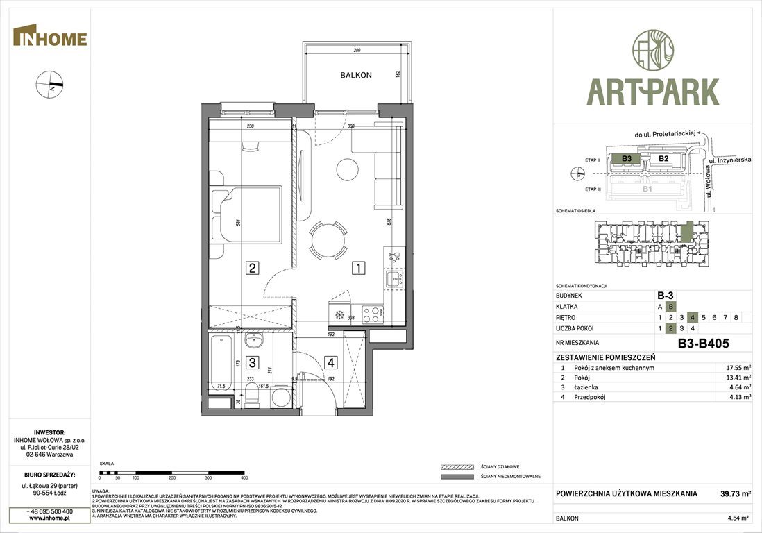 Nowe mieszkanie dwupokojowe ArtPark Łódź, Polesie, Wołowa 4A  40m2 Foto 1