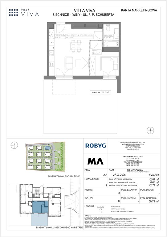 Nowe mieszkanie dwupokojowe VILLA VIVA Wrocław, Iwiny, ul. Franza Petera Schuberta  42m2 Foto 1