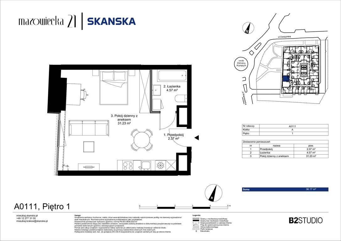 Nowa kawalerka Mazowiecka 21 Kraków, Krowodrza, ul. Mazowiecka 21  38m2 Foto 1