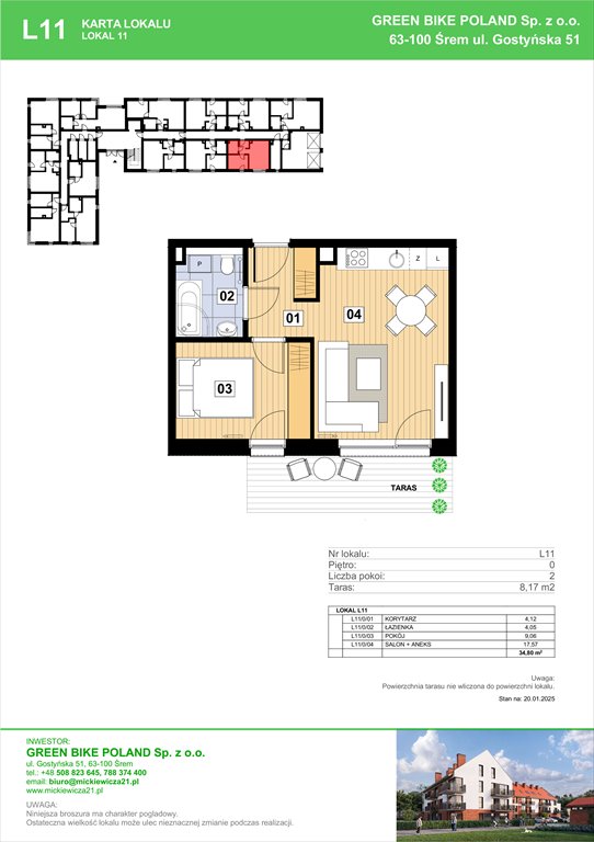 Nowe mieszkanie dwupokojowe Mickiewicza 21 Residence  Śrem, Mickiewicza 21C  35m2 Foto 1