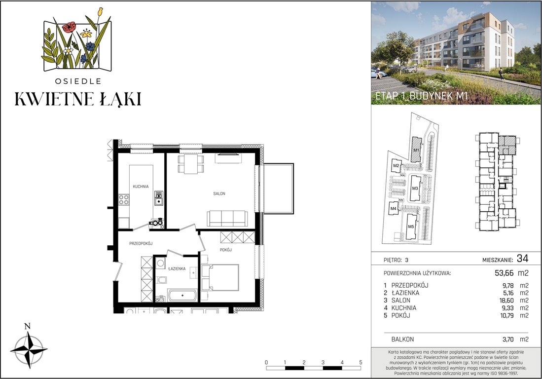 Nowe mieszkanie dwupokojowe Osiedle Kwietne Łąki Poddębice, Targowa 17  54m2 Foto 1