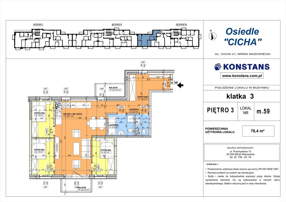 Nowe mieszkanie czteropokojowe  Cicha 21 Mińsk Mazowiecki, Cicha 12  76m2 Foto 1