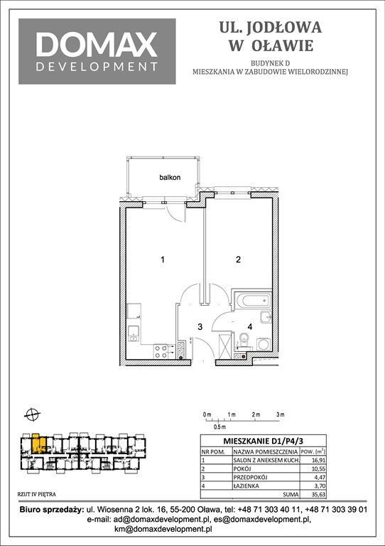 Nowe mieszkanie dwupokojowe Osiedle Jodłowa etap II bud D Oława, Nowy Otok, Jodłowa 38-40  36m2 Foto 1