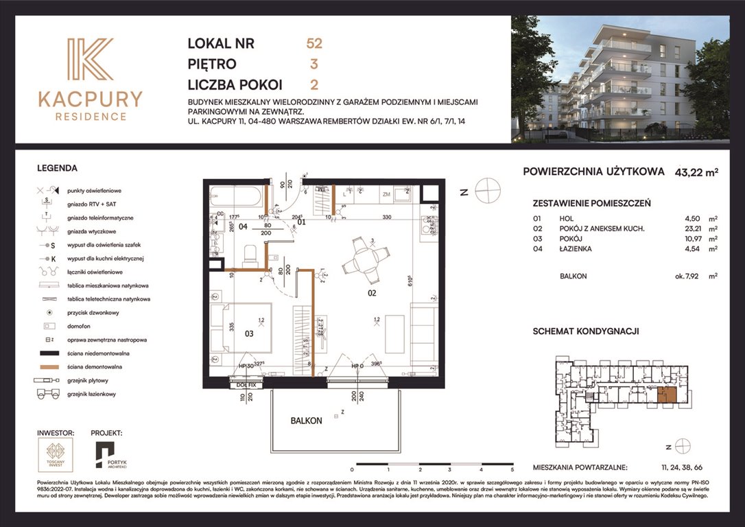 Nowe mieszkanie dwupokojowe Kacpury Residence Warszawa, Rembetów, Kacpury 11  43m2 Foto 1