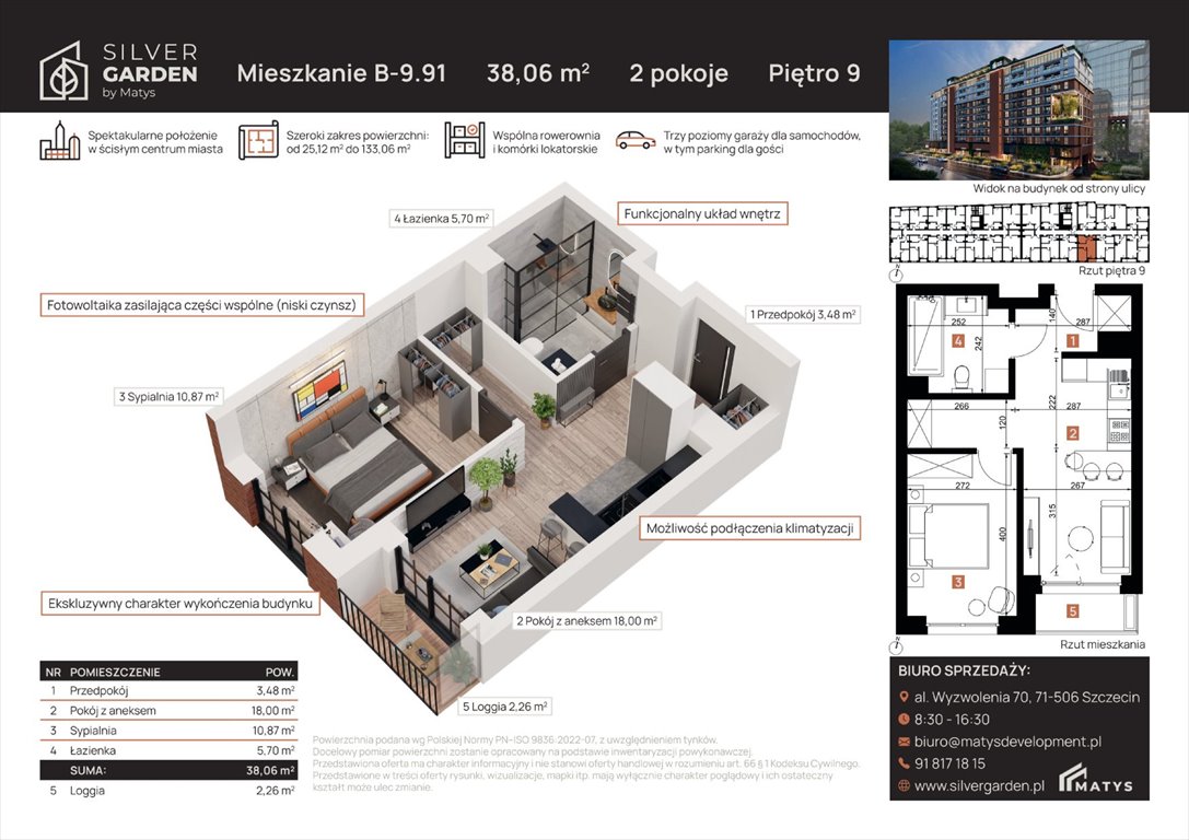 mieszkanie na sprzedaż 38m2 mieszkanie Szczecin, Centrum, al. Wyzwolenia 70 / ul. Staszica 21