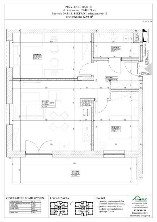 Nowe mieszkanie trzypokojowe Przylesie 2 Płock, Góry, Kutnowska 28P, 28R  62m2 Foto 1