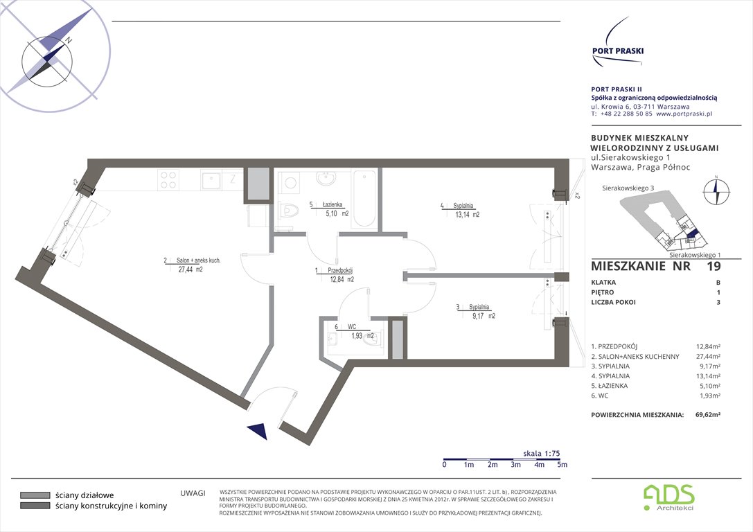 Nowe mieszkanie trzypokojowe Sierakowskiego 1 i 3 Warszawa, Praga Północ, Sierakowskiego 1-3  70m2 Foto 1