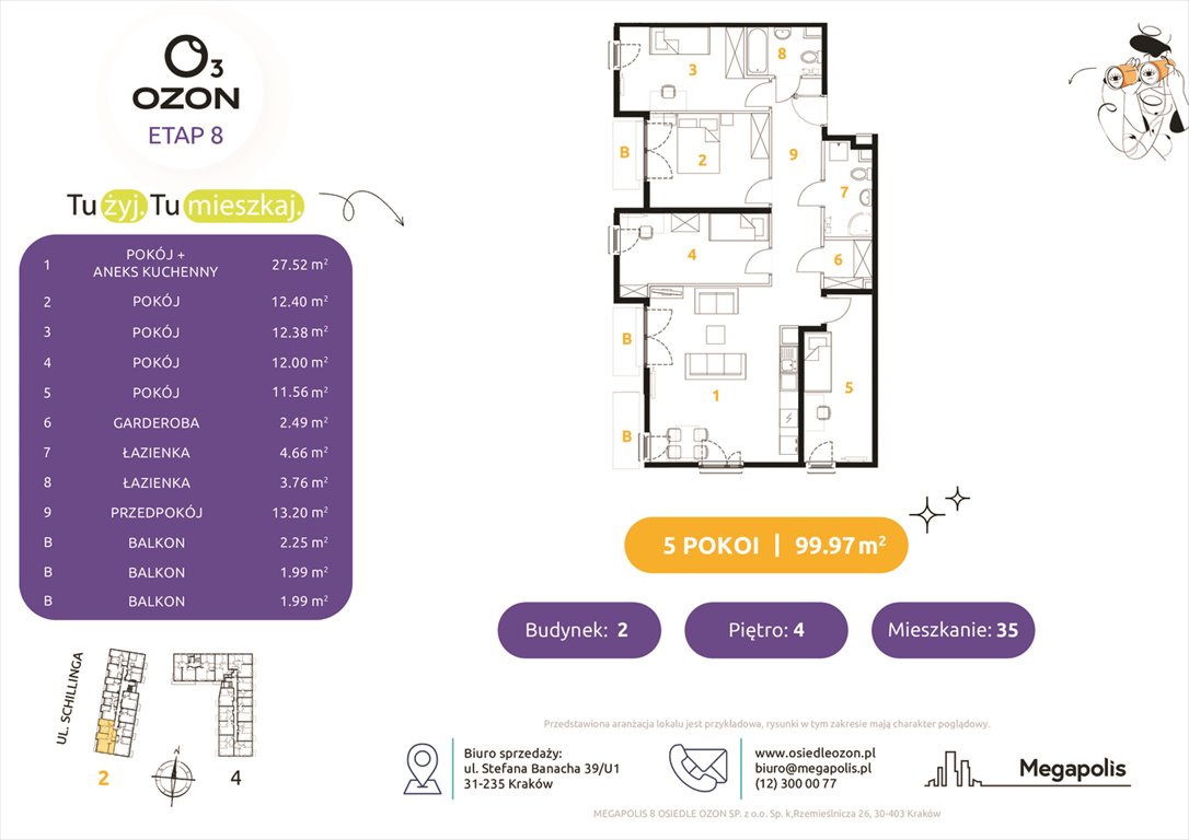 Nowe mieszkanie Osiedle Ozon etap 8 Kraków, Prądnik Biały, Schillinga 2-4  100m2 Foto 1