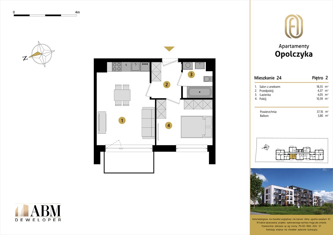 Nowe mieszkanie dwupokojowe APARTAMENTY OPOLCZYKA Łódź, Widzew, Opolczyka 16  37m2 Foto 1
