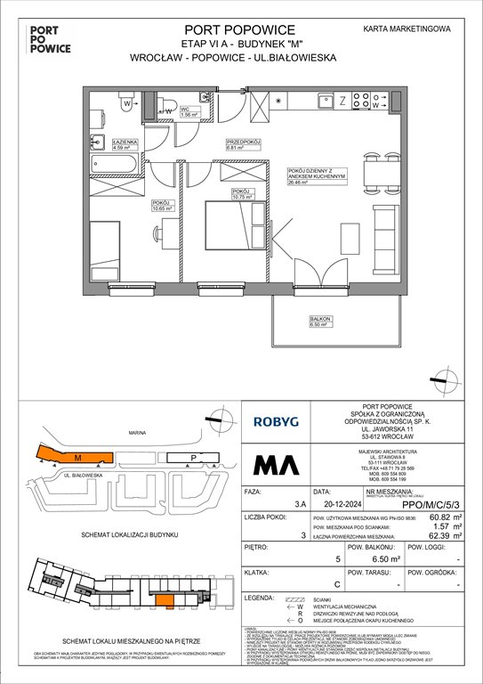 Nowe mieszkanie trzypokojowe Port Popowice Wrocław, Fabryczna, Białowieska 91a  61m2 Foto 1