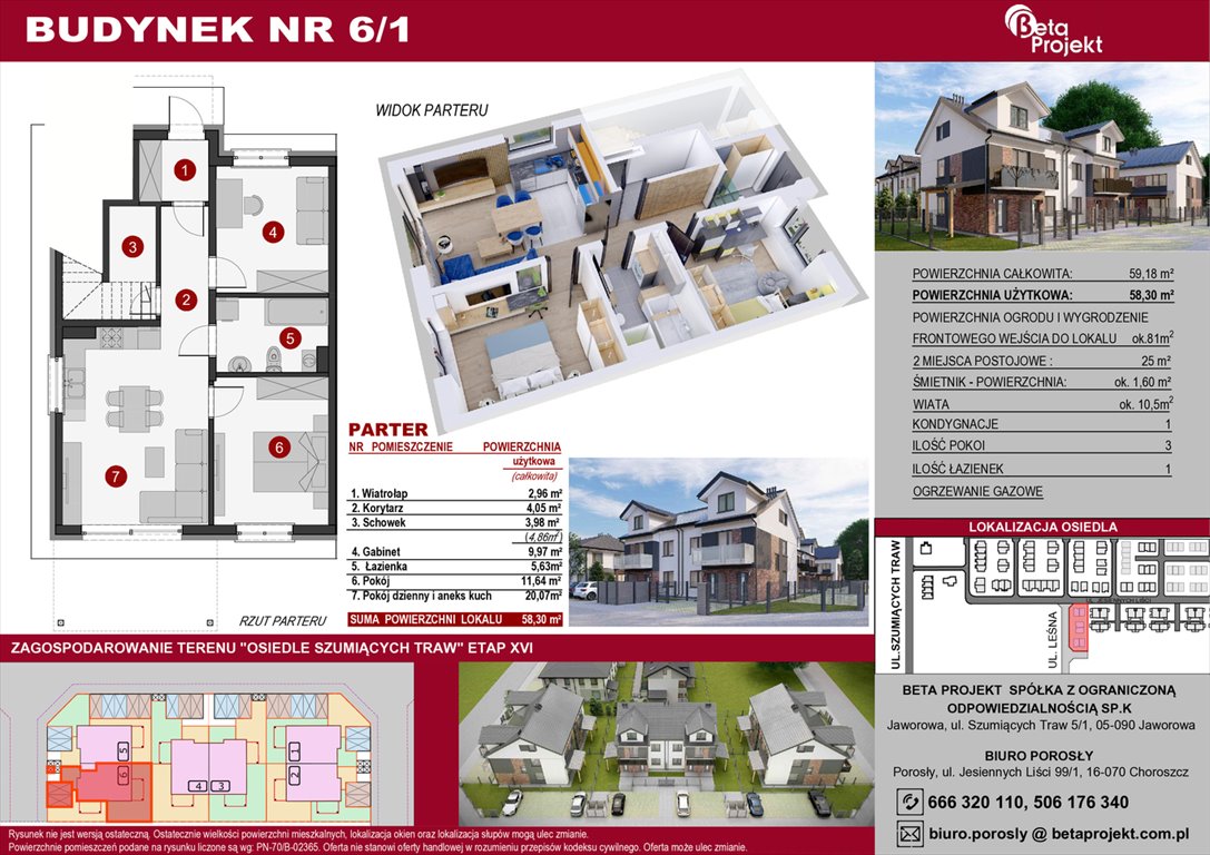 Nowe mieszkanie trzypokojowe Osiedle Szumiących Traw Etap XVI Porosły, Jesiennych Liści 99/1  58m2 Foto 1