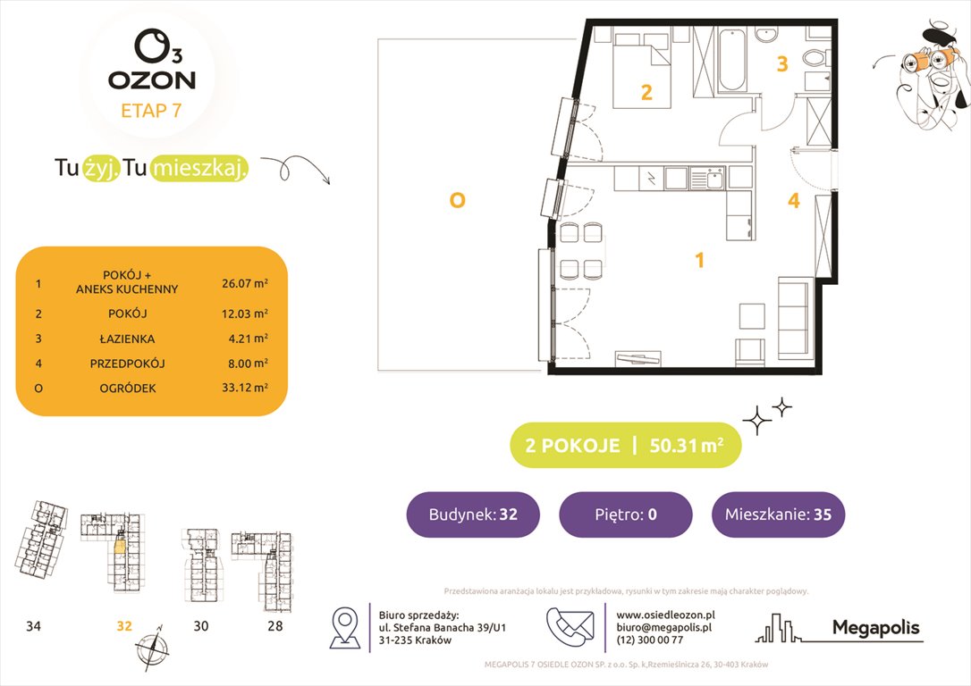 Nowe mieszkanie dwupokojowe Osiedle Ozon etap 7 Kraków, Prądnik Biały, Banacha 28-34  50m2 Foto 1