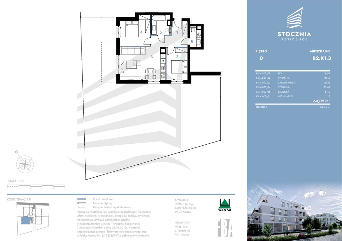 Nowe mieszkanie trzypokojowe Stocznia Residence Radziwie, ul. Popłacińska 42  63m2 Foto 1