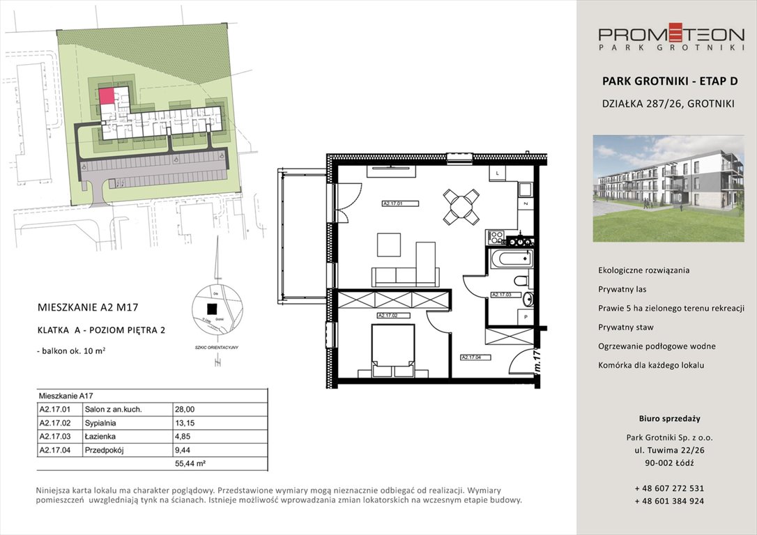 Nowe mieszkanie dwupokojowe PARK GROTNIKI Grotniki, Prometeusza  55m2 Foto 1