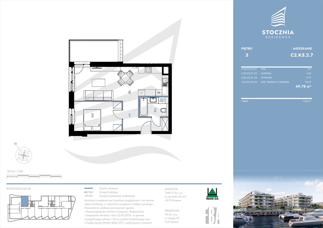 Nowe mieszkanie dwupokojowe Stocznia Residence Radziwie, ul. Popłacińska 42  50m2 Foto 1