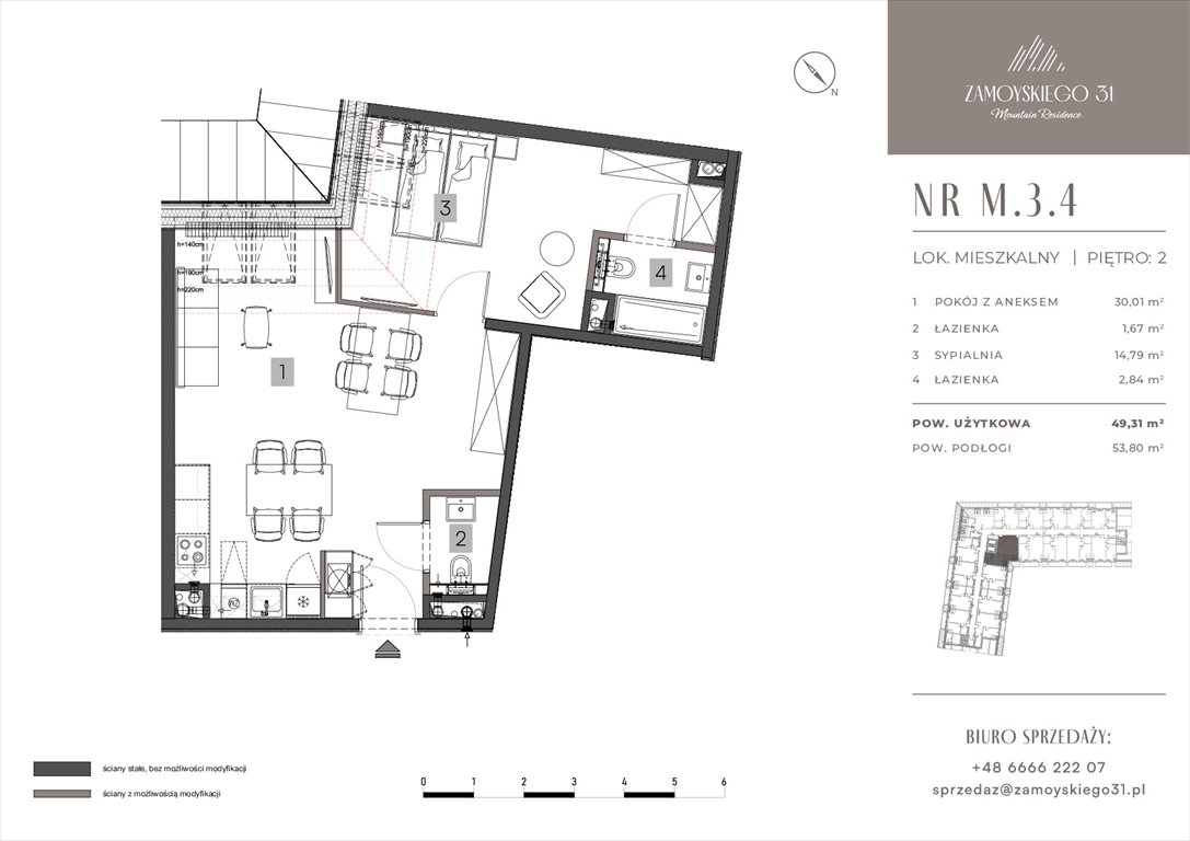 Nowe mieszkanie dwupokojowe Zamoyskiego 31 Zakopanego, Zamoyskiego 31  49m2 Foto 1