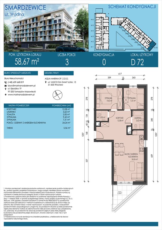 Nowe mieszkanie trzypokojowe AQUA MARINA SMARDZEWICE, WODNA  59m2 Foto 1
