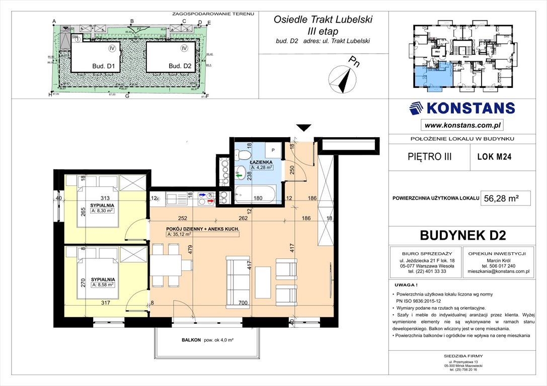 Nowe mieszkanie trzypokojowe TRAKT LUBELSKI Etap III Warszawa, Wawer, Trakt Lubelski 181 C i 181 D  56m2 Foto 1