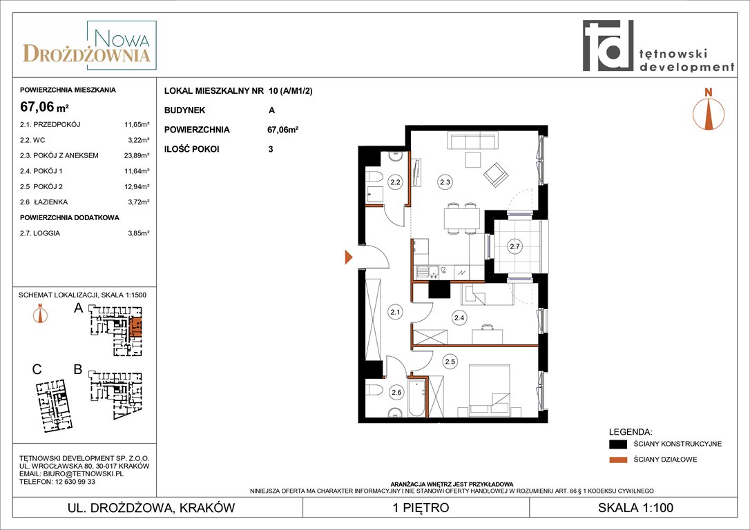Nowe mieszkanie trzypokojowe NOWA DROŻDŻOWNIA ETAP II Kraków, Bieżanów, Drożdżowa  67m2 Foto 1