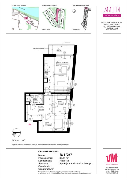 Nowe mieszkanie trzypokojowe MALTA Wołkowyska etap 3 Poznań, Rataje, ul. Klemensa Mikuły 1 i 3  62m2 Foto 1