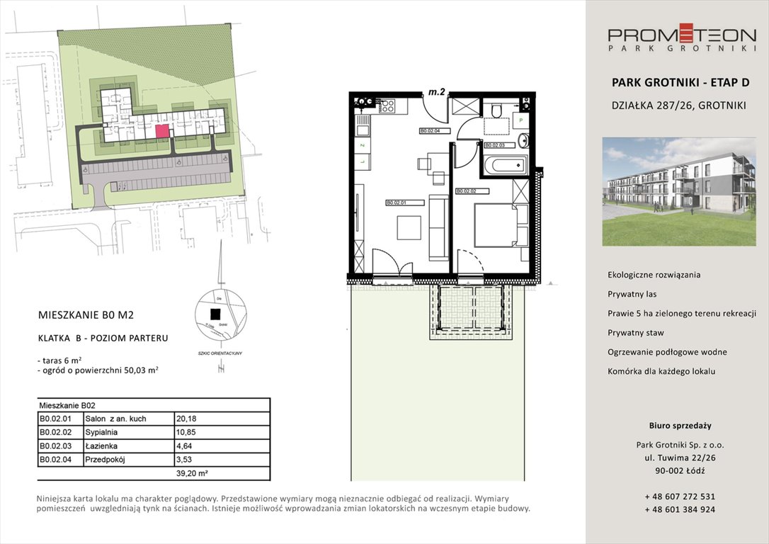 Nowe mieszkanie dwupokojowe PARK GROTNIKI Grotniki, Prometeusza  39m2 Foto 1