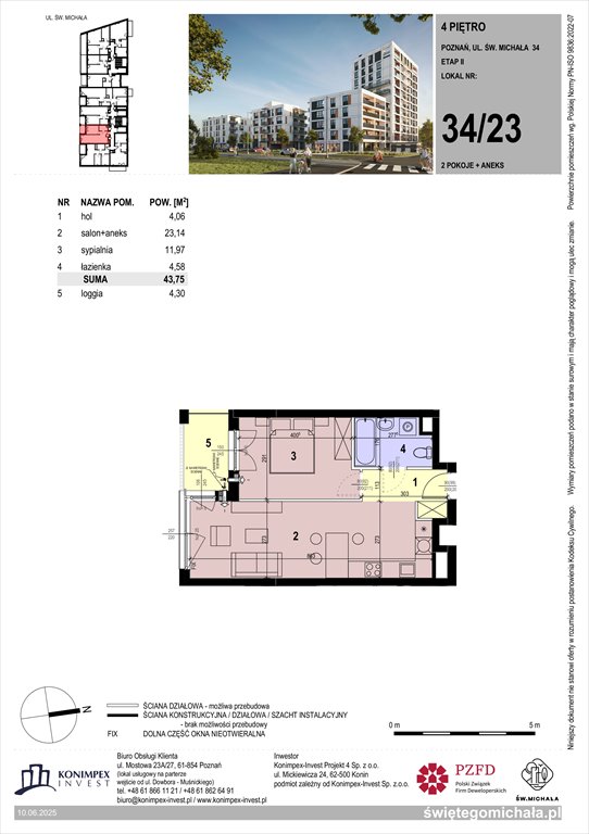 Nowe mieszkanie dwupokojowe Świętego Michała etap 2 Poznań, Komandoria, Świętego Michała 36  44m2 Foto 1