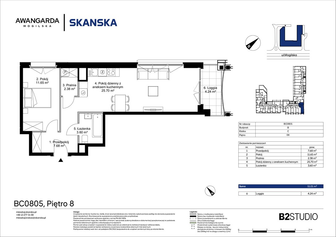 Nowe mieszkanie dwupokojowe Awangarda Mogilska Kraków, Prądnik Czerwony, Mogilska 126  51m2 Foto 1