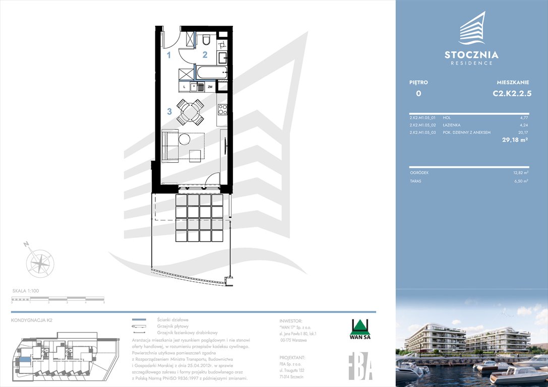 Nowa kawalerka Stocznia Residence Radziwie, ul. Popłacińska 42  29m2 Foto 1