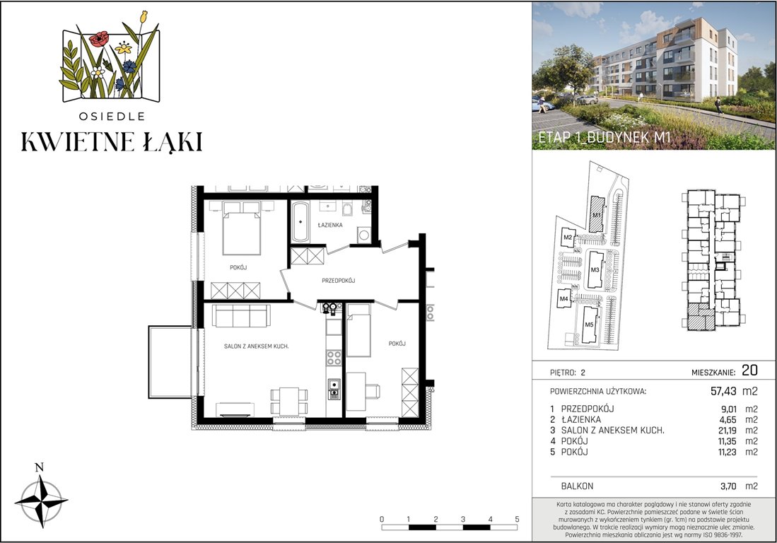 Nowe mieszkanie trzypokojowe Osiedle Kwietne Łąki Poddębice, Targowa 17  57m2 Foto 1