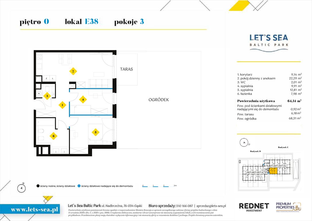 Nowe mieszkanie trzypokojowe Let's sea Baltic Park Gąski, Nadbrzeżna 52  64m2 Foto 1