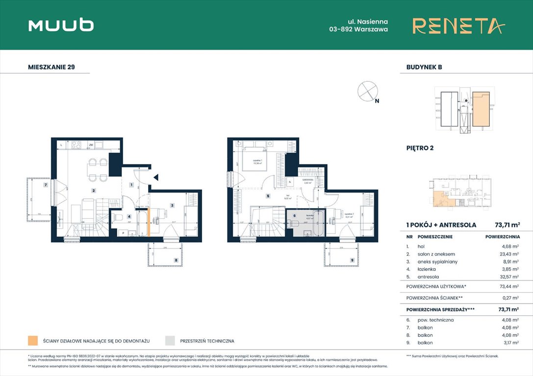 Nowe mieszkanie czteropokojowe  RENETA Warszawa, Włochy, Nasienna 11  74m2 Foto 1