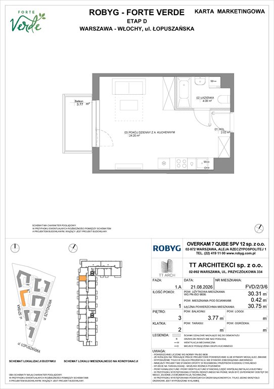 Nowa kawalerka Forte Verde Warszawa, Włochy, Łopuszańska 28  30m2 Foto 1