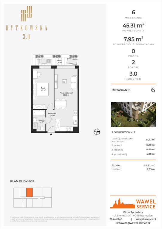 mieszkanie na sprzedaż 45m2 mieszkanie Katowice, Bytkowska 107