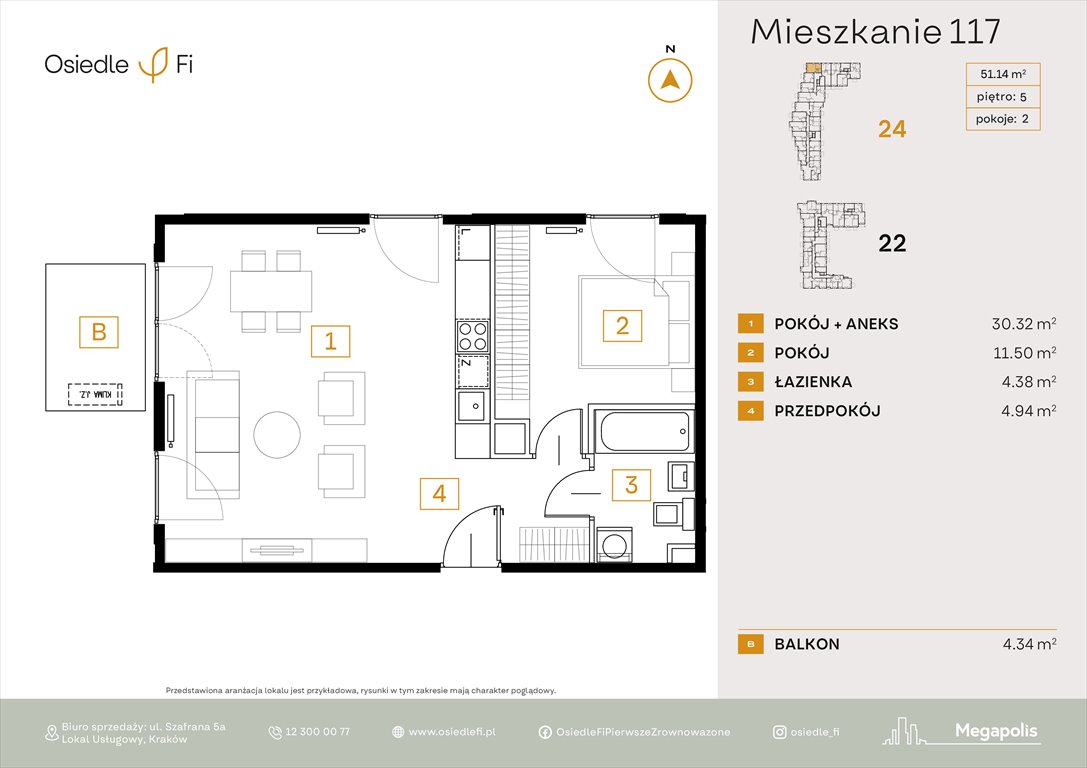 Nowe mieszkanie dwupokojowe Osiedle FI 3 Kraków, Rzemieślnicza 22-24  51m2 Foto 1