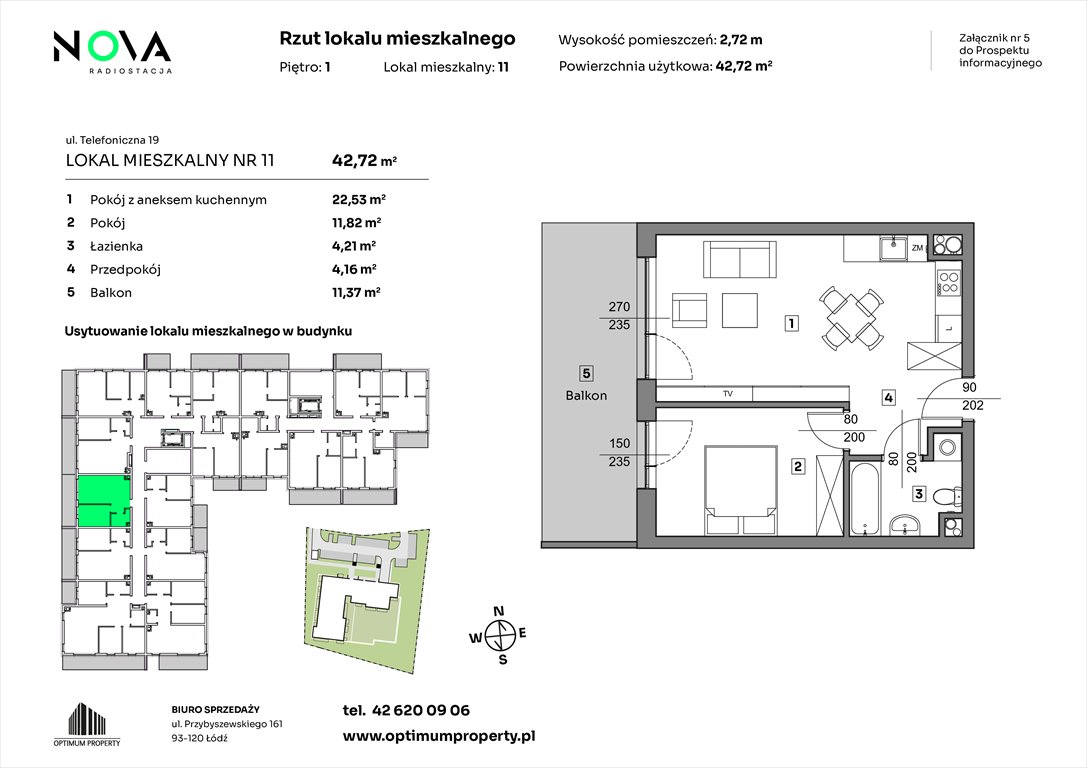 Nowe mieszkanie dwupokojowe NOVA RADIOSTACJA  Łódź, Śródmieście, ul. Telefoniczna 19  43m2 Foto 1