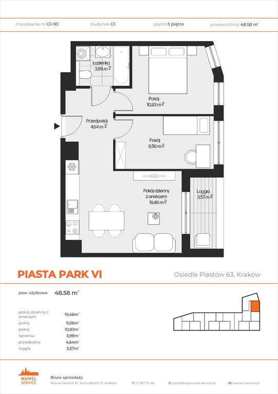 Nowe mieszkanie trzypokojowe PIASTA PARK VI Kraków, Mistrzejowice, Osiedle Piastów 63  49m2 Foto 1