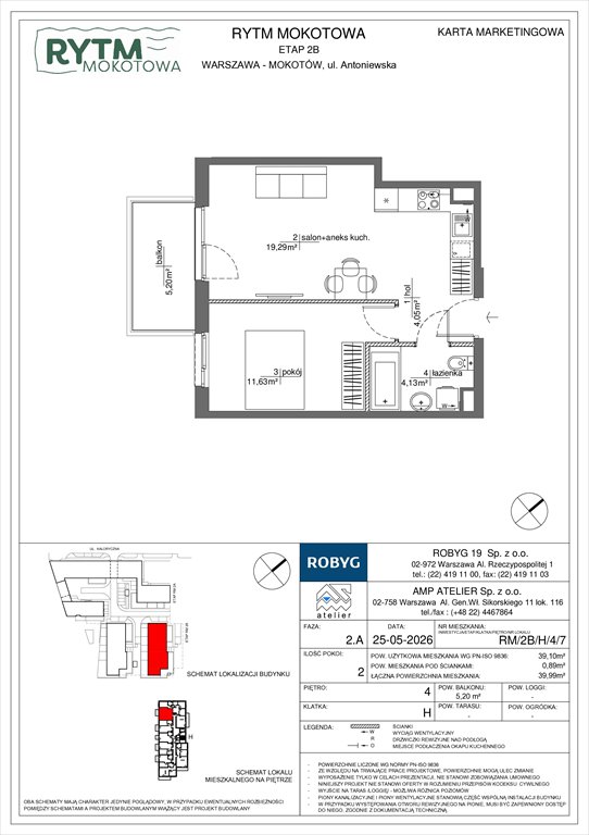 Nowe mieszkanie dwupokojowe Rytm Mokotowa Warszawa, Mokotów, Antoniewska 3B  39m2 Foto 1
