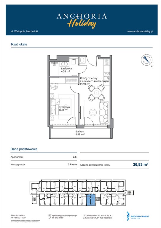 Nowe mieszkanie dwupokojowe Anchoria Holiday Mechelinki, Wielopole 36-38  37m2 Foto 1