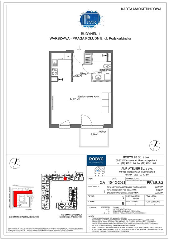 Nowa kawalerka Praga Piano Warszawa, Praga Południe, Podskarbińska  32m2 Foto 1