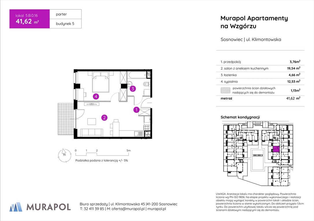 Nowe mieszkanie dwupokojowe Murapol Apartamenty na Wzgórzu Sosnowiec, ul. Klimontowska  42m2 Foto 1