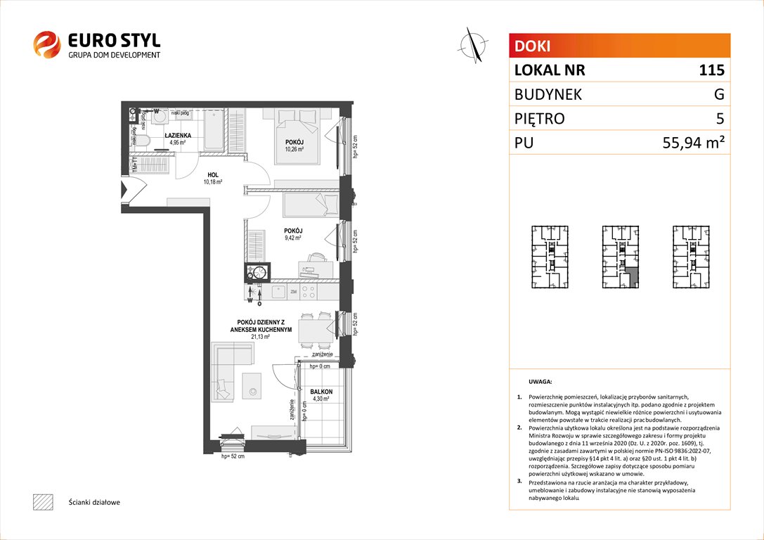 Nowe mieszkanie trzypokojowe DOKI LIVING Gdańsk, Śródmieście, ks. Jerzego Popiełuszki/Rybaki Górne  56m2 Foto 1