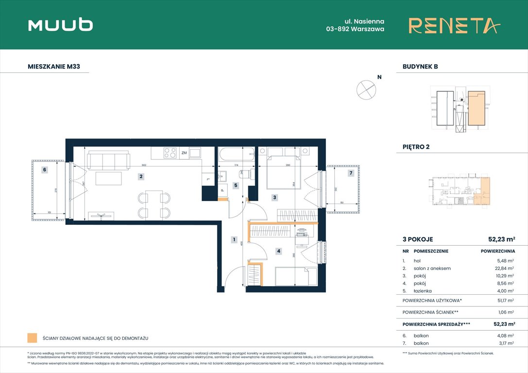 Nowe mieszkanie trzypokojowe RENETA Warszawa, Włochy, Nasienna 11  52m2 Foto 1