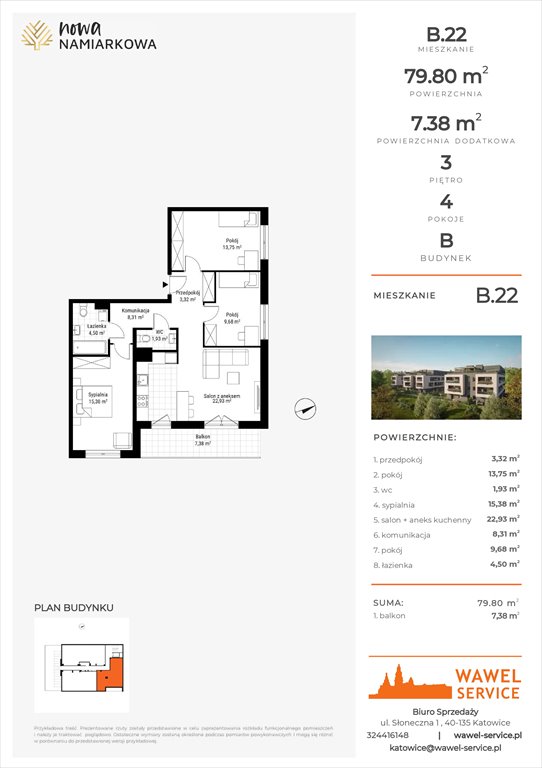 mieszkanie na sprzedaż 80m2 mieszkanie Będzin, Gzichów, Namiarkowa 15F