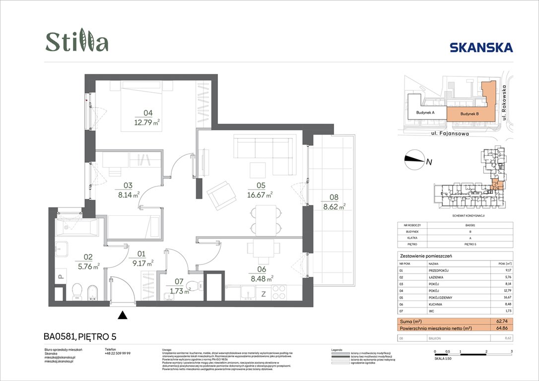 Nowe mieszkanie trzypokojowe Stilla Warszawa, Fajansowa 5  63m2 Foto 1