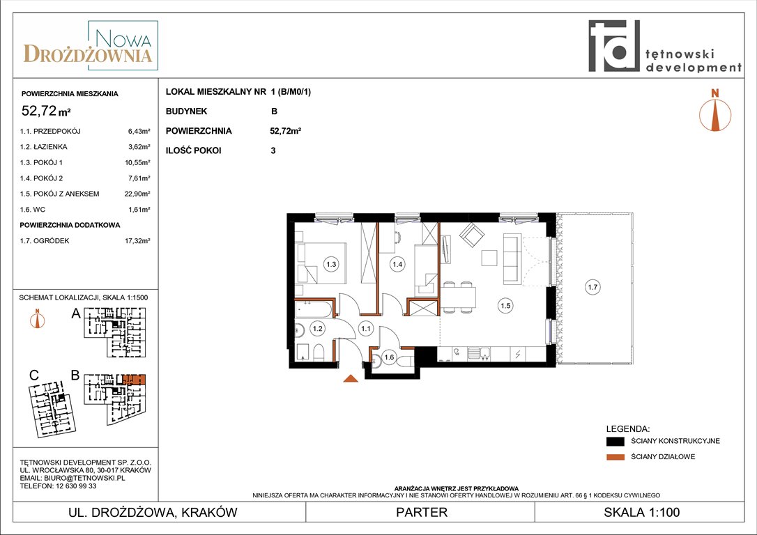 Nowe mieszkanie trzypokojowe NOWA DROŻDŻOWNIA ETAP II Kraków, Bieżanów, Drożdżowa  53m2 Foto 1