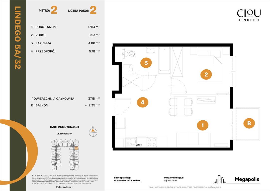 Nowe mieszkanie dwupokojowe Clou Lindego Kraków, Lindego 5a  38m2 Foto 1
