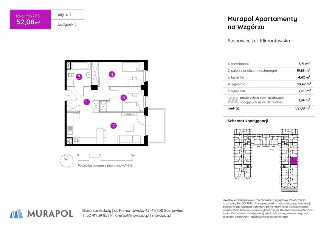 Nowe mieszkanie trzypokojowe Murapol Apartamenty na Wzgórzu Sosnowiec, ul. Klimontowska  52m2 Foto 1